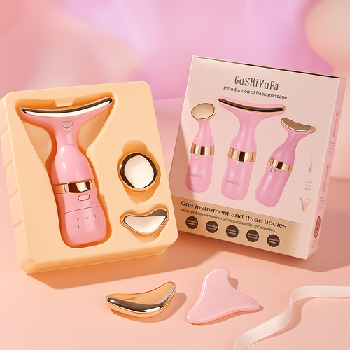 Dispositivo de Estiramiento Facial 3 en 1 – Masajeador EMS para Cara, Cuello y Ojos- SuaveRD